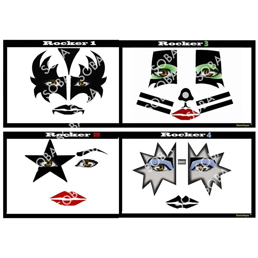 ProAiir StencilEyes Rockers 1-4 set 4 pochoirs visage rock