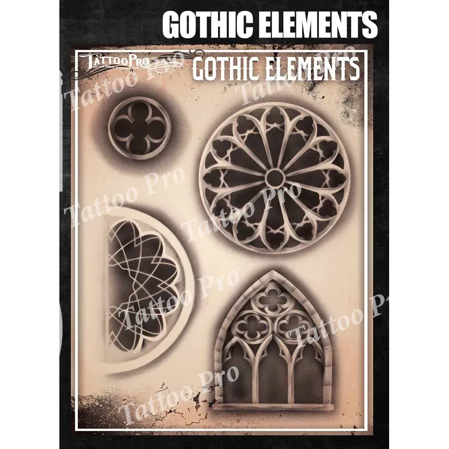 ProAiir Tattoo Pro Stencils Gothic Elements pochoir tatouage noir