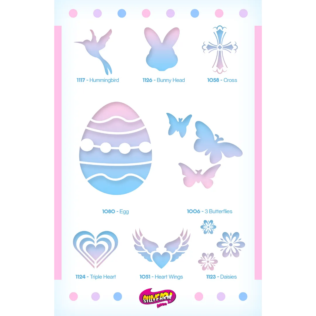F.A.B. Pink Power Easter set 8 pochoirs visage printemps