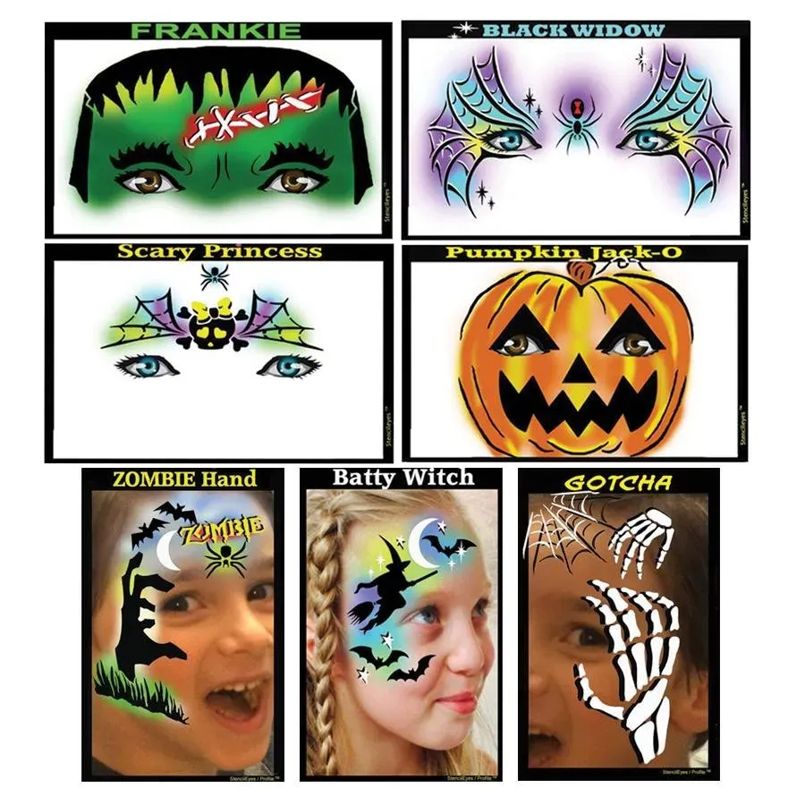 ProAiir StencilEyes Halloween pack 7 pochoirs visage réutilisables