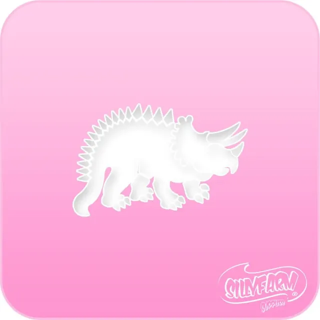 F.A.B. Triceratops Flake Pink Power Stencil pochoir dinosaure visage