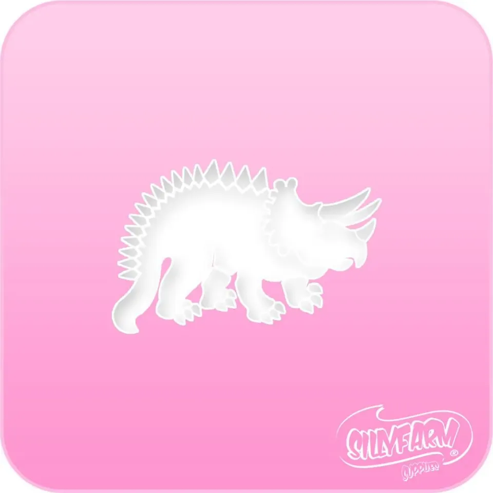 F.A.B. Triceratops Flake Pink Power Stencil pochoir dinosaure visage