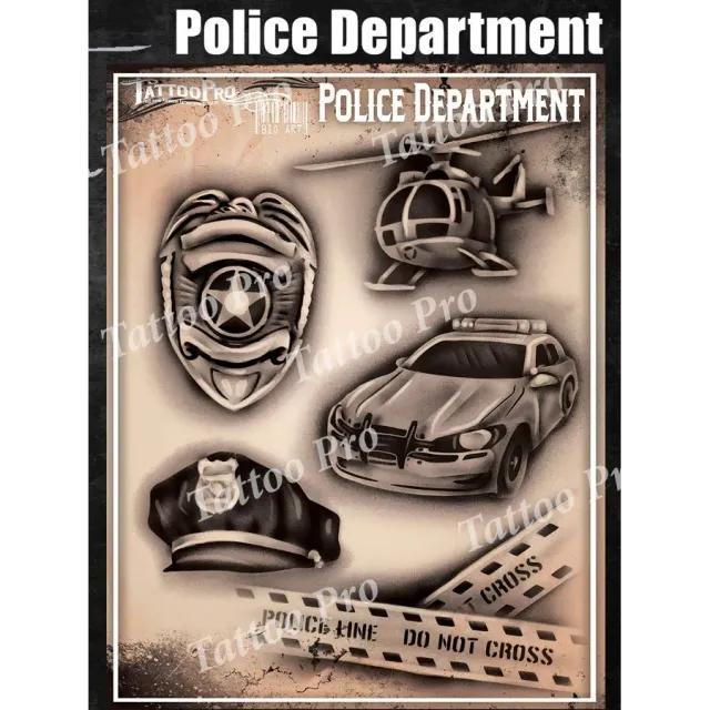 ProAiir Tattoo Pro Police Department pochoir tatouage réaliste