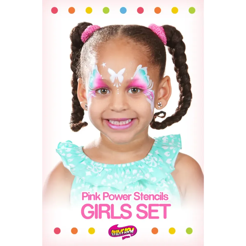 F.A.B. Girls Pink Power Stencil 12 pochoirs visage réutilisables