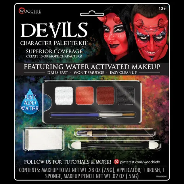 Woochie kit maquillage diable à l'eau 4 couleurs pinceau