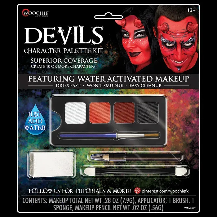 Woochie kit maquillage diable à l'eau 4 couleurs pinceau