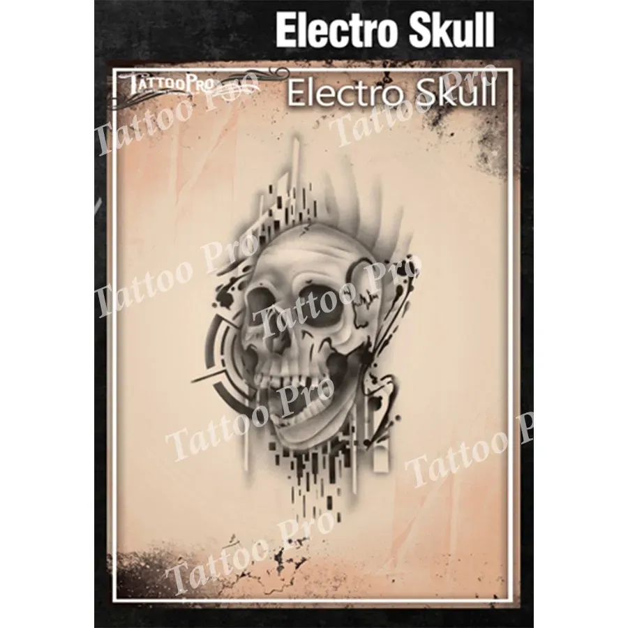 ProAiir Tattoo Pro Stencils Electro Skull pochoir tatouage
