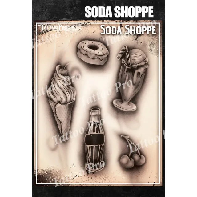 ProAiir Tattoo Pro Soda Shoppe pochoir tatouage Série 4 réaliste