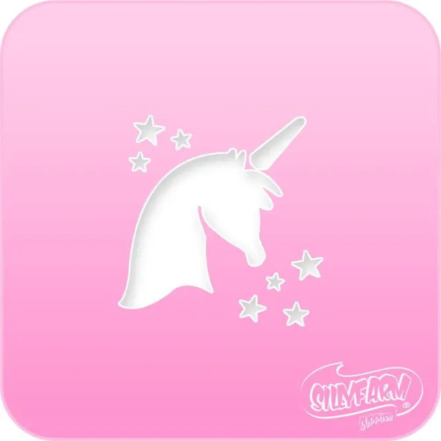 F.A.B. Pink Power Stencils Unicorn pochoir visage licorne Mylar rose