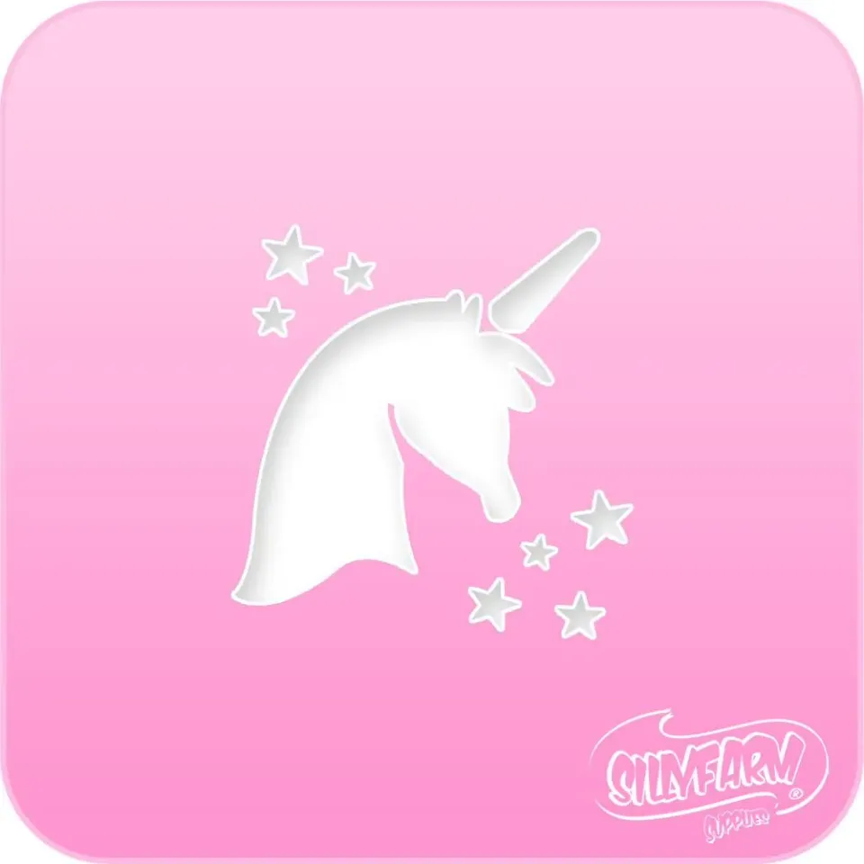 F.A.B. Pink Power Stencils Unicorn pochoir visage licorne Mylar rose