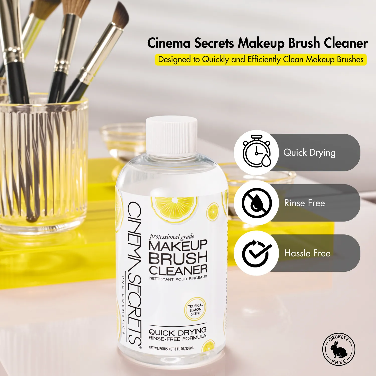 Cinema Secrets Pro Starter Kit nettoyant pinceaux citron 236 ml + tin
