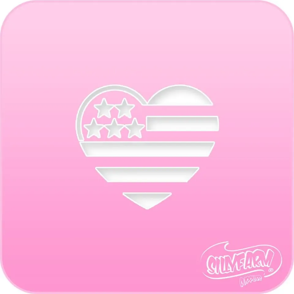 F.A.B. Pink Power USA Heart Flag 1 pochoir cœur drapeau
