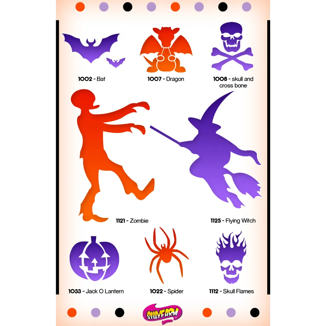 F.A.B. Halloween Pink Power pochoirs visage 8 pièces Mylar rose