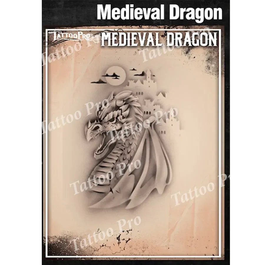 ProAiir TPS Medieval Dragon pochoir tatouage airbrush édition standard