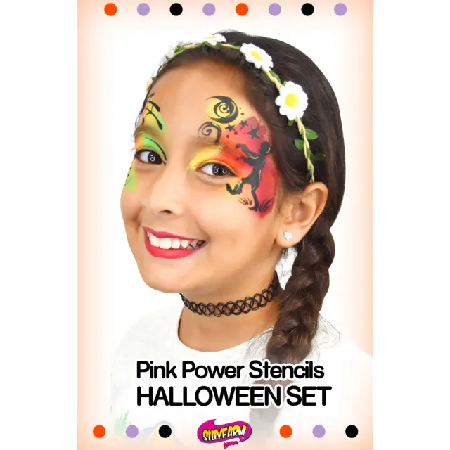 F.A.B. Halloween Pink Power pochoirs visage 8 pièces Mylar rose