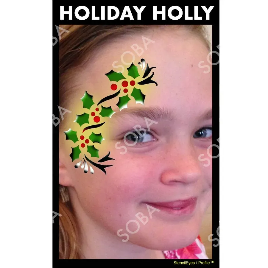 ProAiir StencilEyes Holiday Holly pochoir visage houx Noël