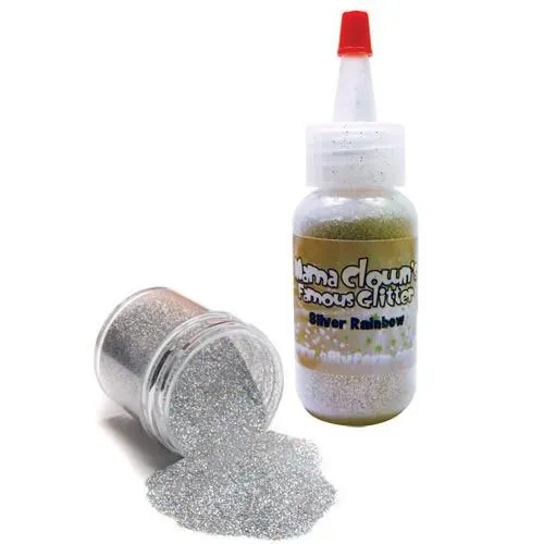 F.A.B. Mama Clown Glitter Silver Foil paillettes visage argentées 1 oz pot opaque