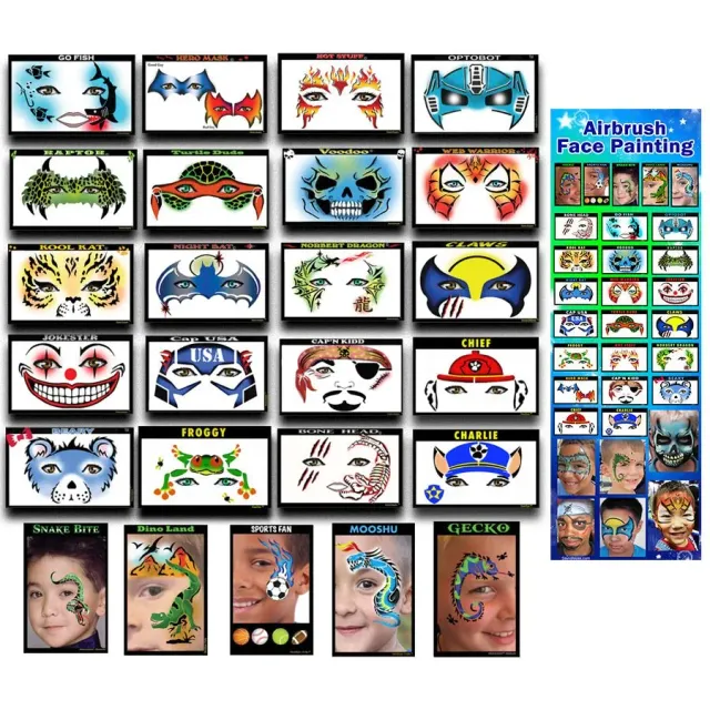ProAiir StencilEyes 25 motifs garçon kit pochoirs visage