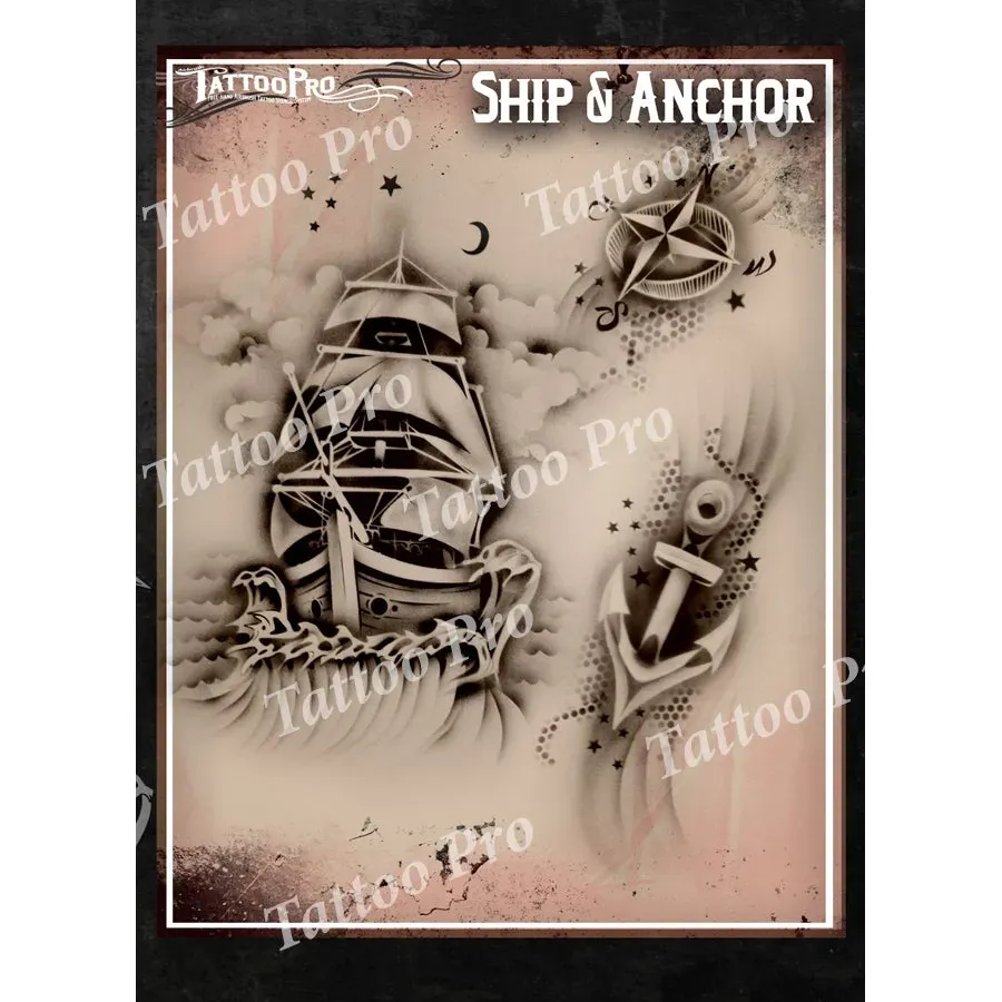 ProAiir Tattoo Pro TPS Ship & Anchor pochoir marin
