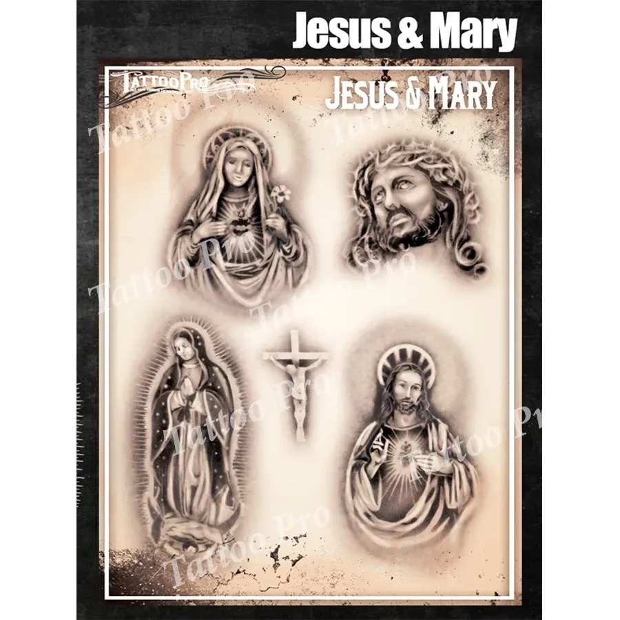 ProAiir Tattoo Pro Stencils Jesus & Mary pochoir tatouage