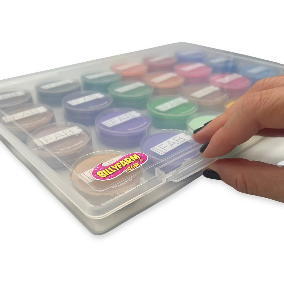 F.A.B. Clear Face Paint Organizer Case boîte transparente 24 godets