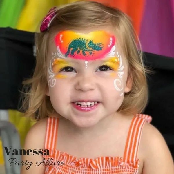 F.A.B. Triceratops Flake Pink Power Stencil pochoir dinosaure visage