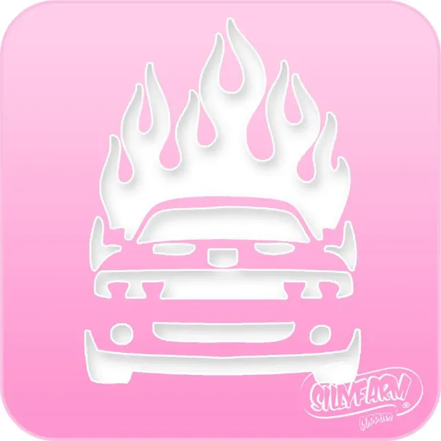 F.A.B. Pink Power Flaming Race Car Stencil pochoir voiture de course