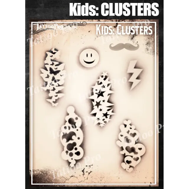 ProAiir Tattoo Pro Stencils Kids Clusters pochoir tatouage enfant
