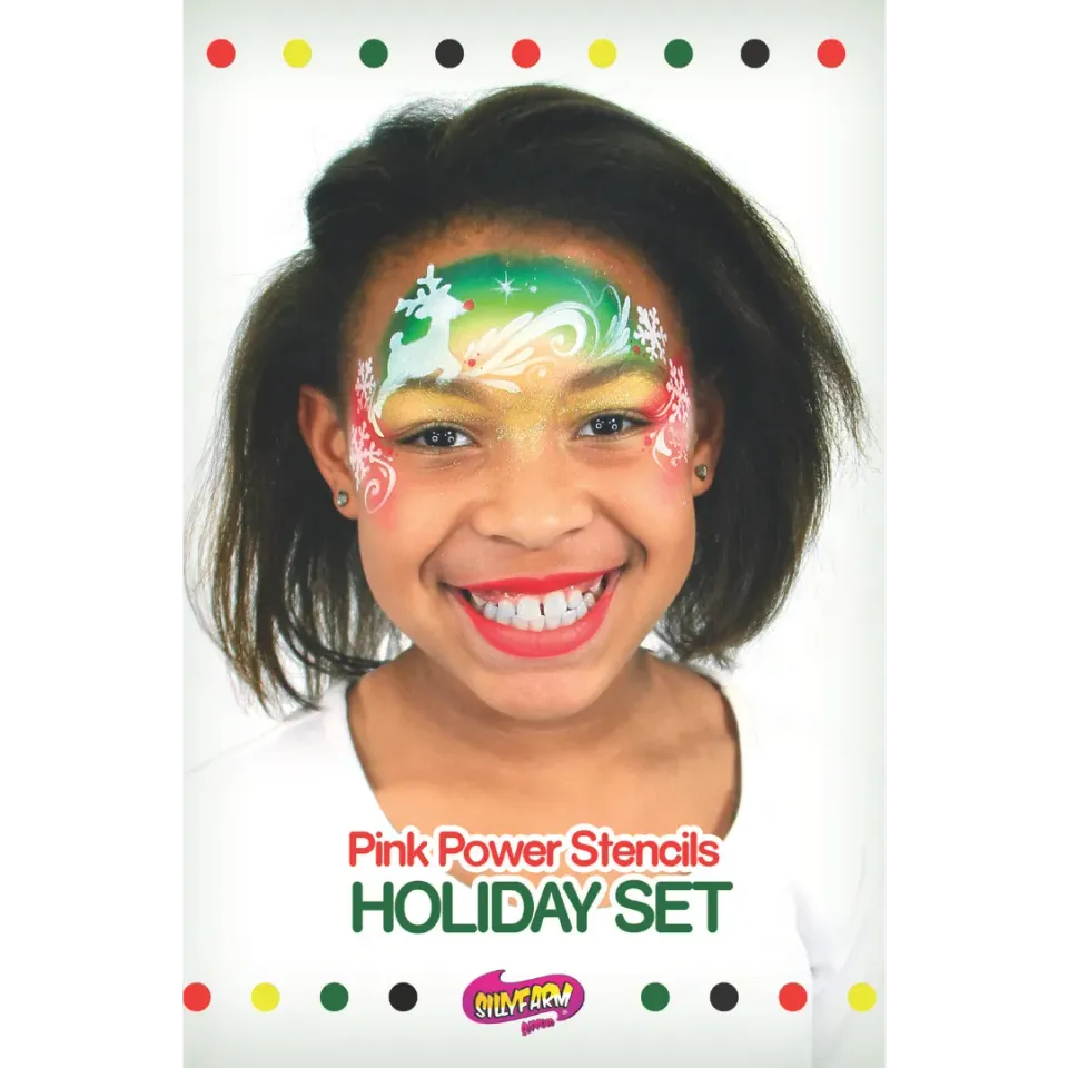 F.A.B. Holiday Pink Power Stencil Set pochoirs maquillage Noël 8 pièces