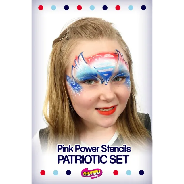 F.A.B. Pink Power Patriotic set 9 pochoirs + carte