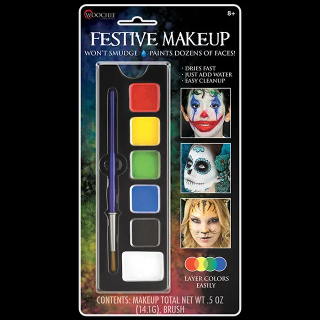 Woochie Festive palette de maquillage à l’eau 6 couleurs avec pinceau
