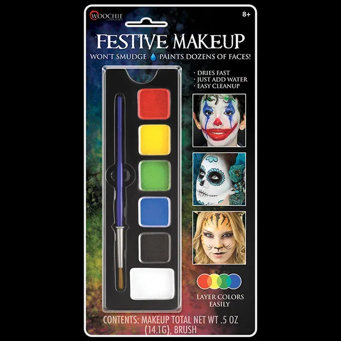 Woochie Festive palette de maquillage à l’eau 6 couleurs avec pinceau