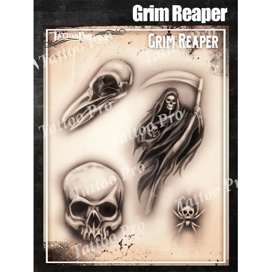 ProAiir Tattoo Pro Stencils Grim Reaper pochoir tatouage Halloween