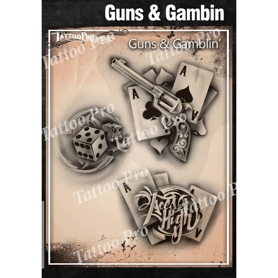 ProAiir Tattoo Pro Guns & Gamblin pochoir tatouage western