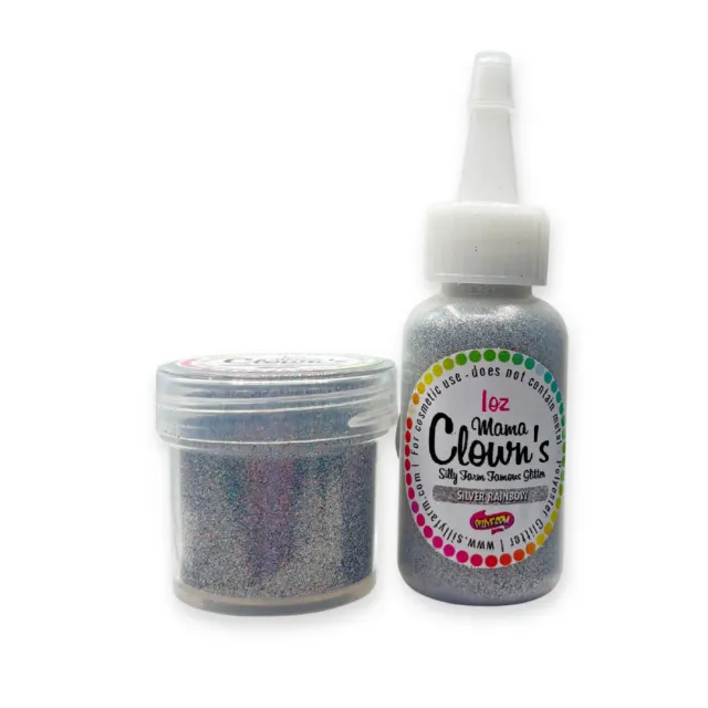 F.A.B. Mama Clown Glitter Silver Rainbow paillettes 1 oz pot opaques