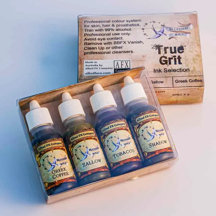 Bluebird True Grit pack 4 encres 4x15ml salissure