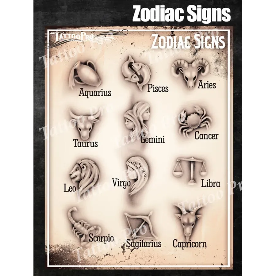 ProAiir Tattoo Pro Stencils Zodiac Signs pochoir tatouage