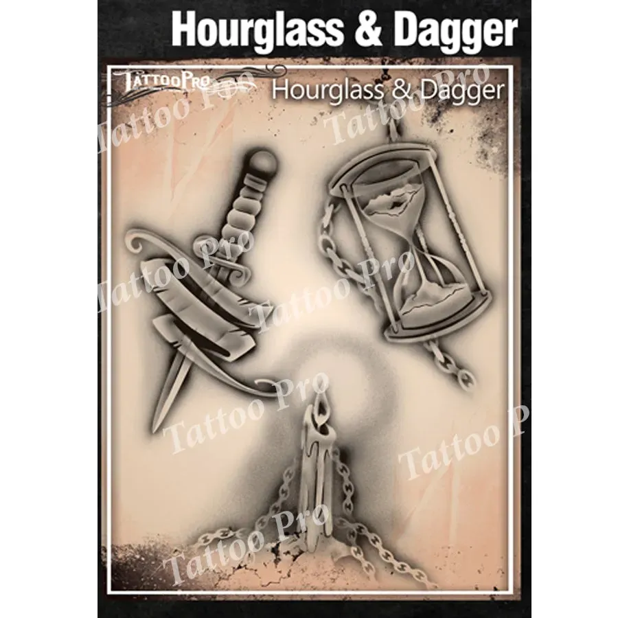 ProAiir TPS Hourglass & Dagger pochoir tattoo série 2