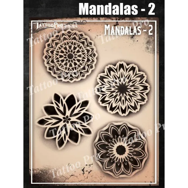 ProAiir Tattoo Pro Mandalas 2 pochoirs tatouage détaillé