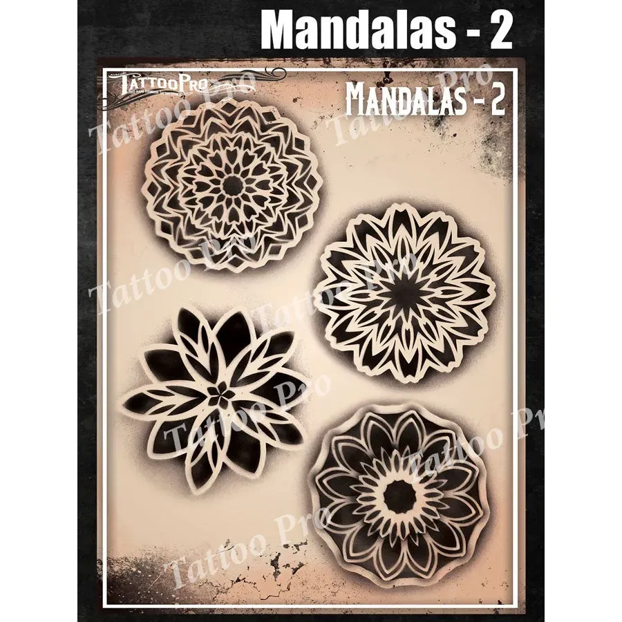 ProAiir Tattoo Pro Mandalas 2 pochoirs tatouage détaillé