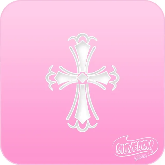 F.A.B. Cross Pink Power Stencil pochoir croix décorative rose