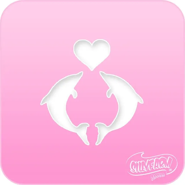 F.A.B. Dolphin Heart Pink Power pochoir visage dauphins 6cm réutilisable