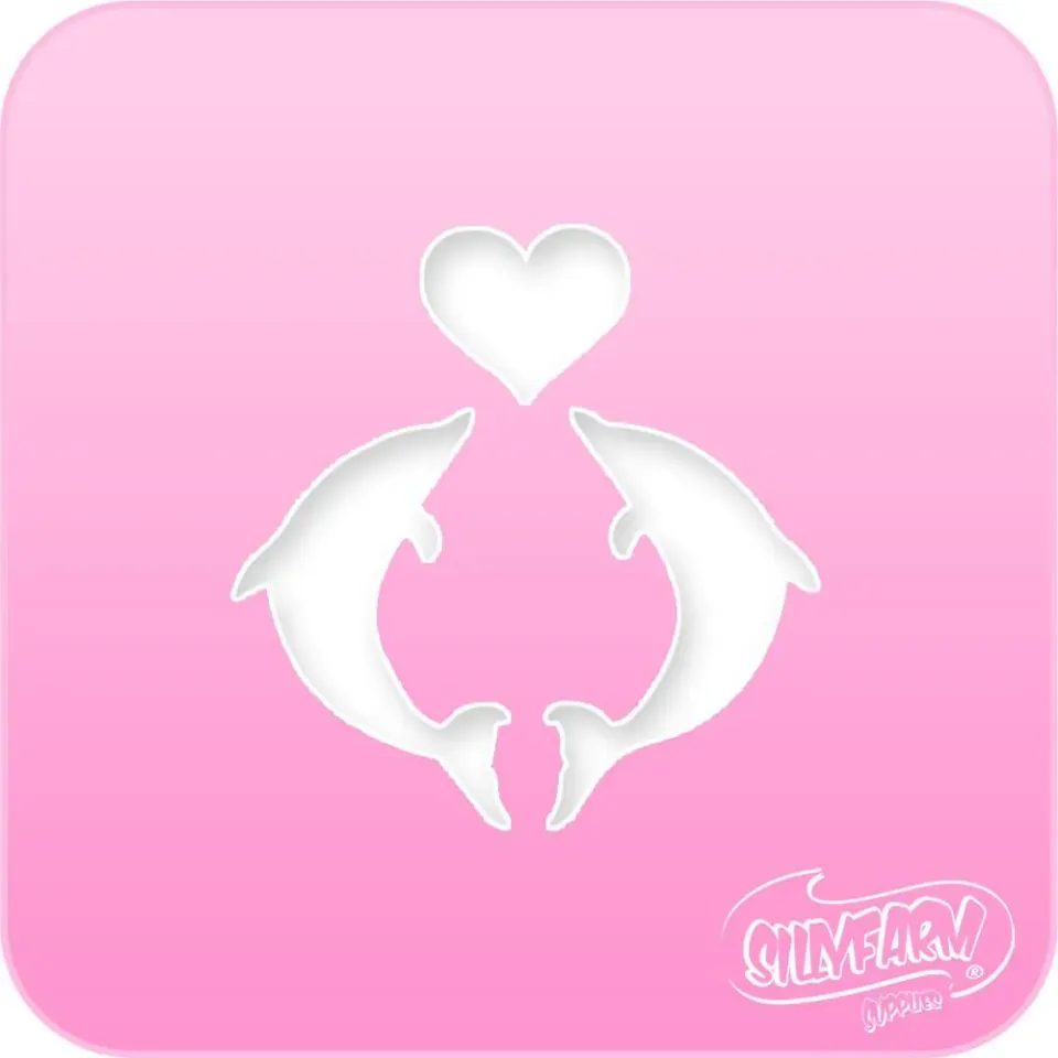 F.A.B. Dolphin Heart Pink Power pochoir visage dauphins 6cm réutilisable
