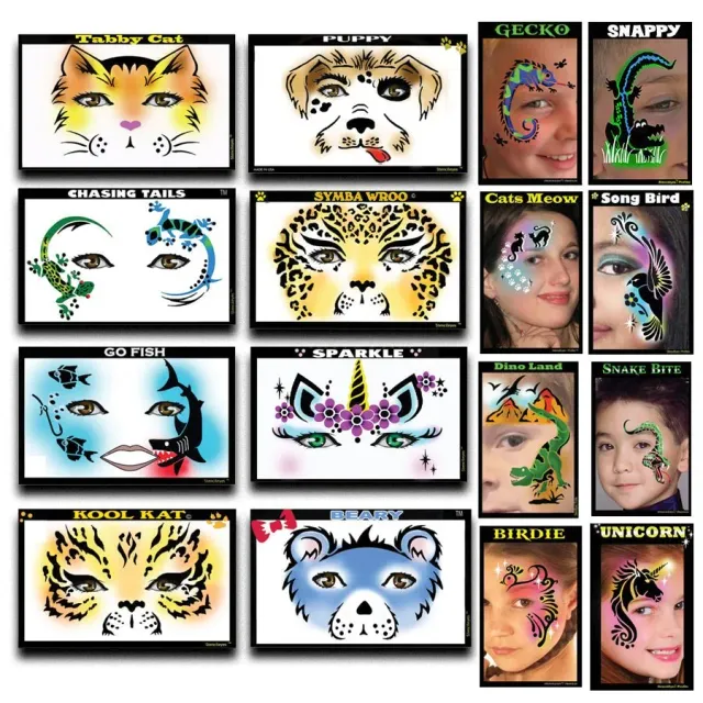 ProAiir StencilEyes Animal Stencil Collection pochoirs visage Adult réutilisables