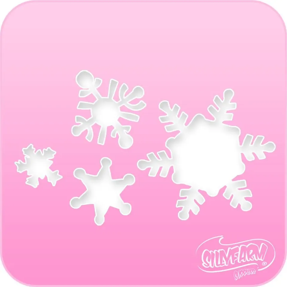 F.A.B. Snowflakes Pink Power Stencil pochoir flocons rose