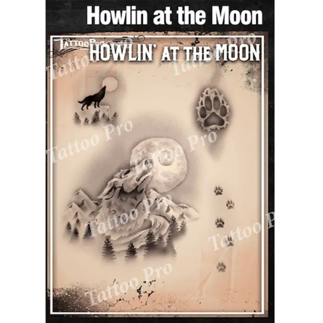 ProAiir Tattoo Pro Howling Moon pochoir tatouage Série 3 loup