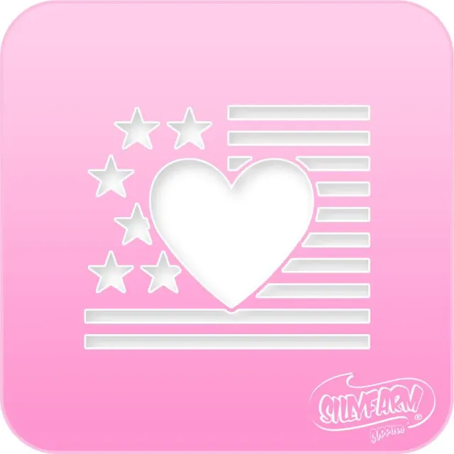 F.A.B. Pink Power pochoir USA Heart Flag 2 drapeau cœur