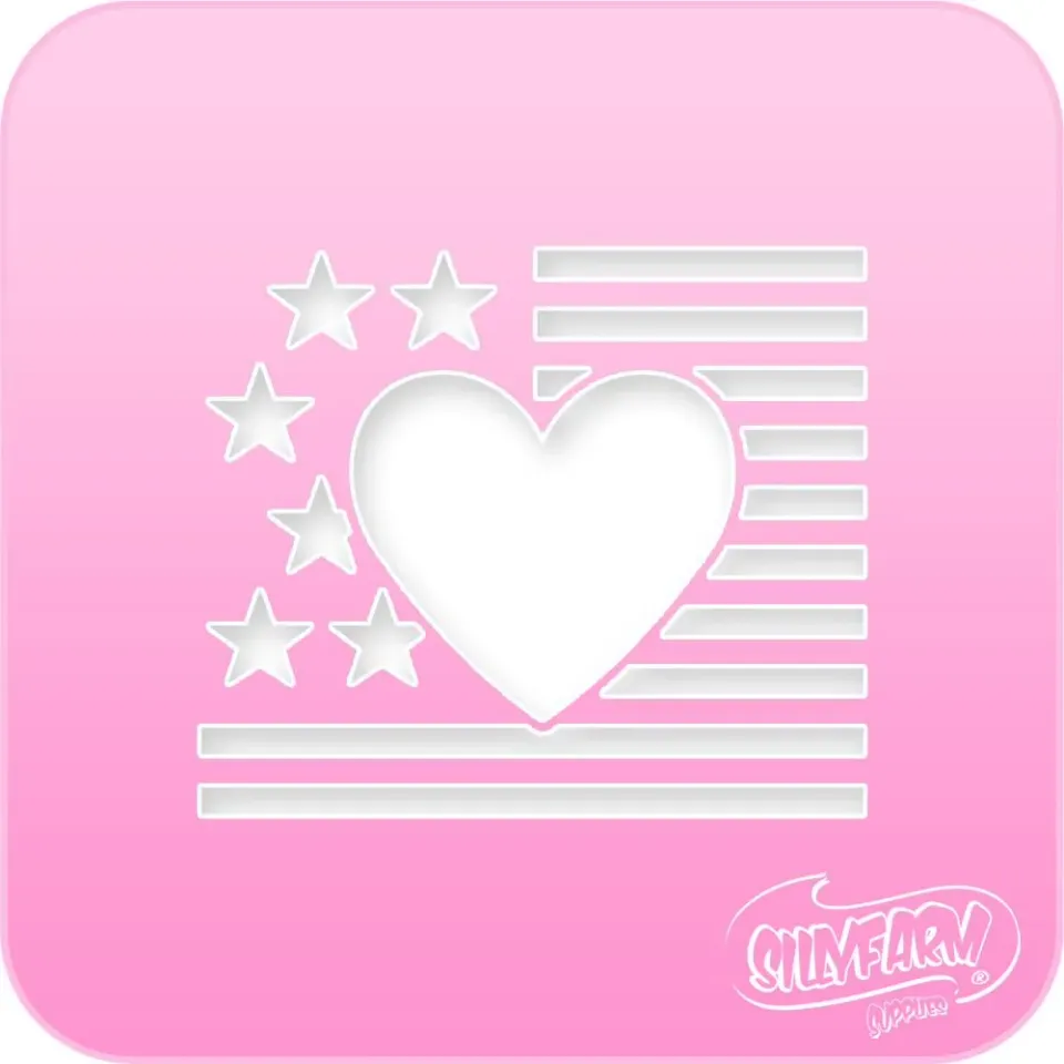 F.A.B. Pink Power pochoir USA Heart Flag 2 drapeau cœur