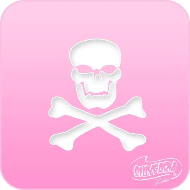 F.A.B. Pink Power Skull and Cross Bones pochoir pirate rose