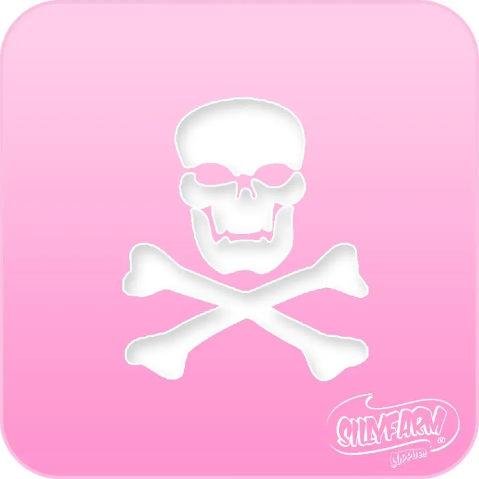 F.A.B. Pink Power Skull and Cross Bones pochoir pirate rose